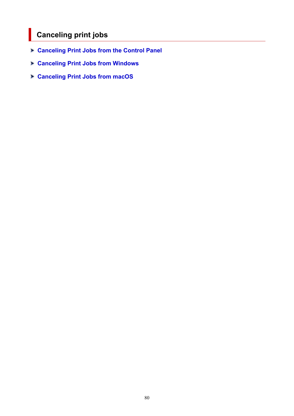 Canceling print jobs | Canon imagePROGRAF TX-3100 36" Printer with Basket User Manual | Page 80 / 1073