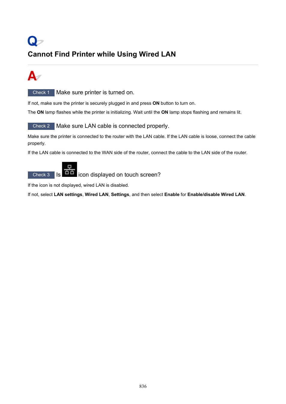 Cannot find printer while using wired lan | Canon imagePROGRAF TX-3100 36" Printer with Basket User Manual | Page 836 / 1073