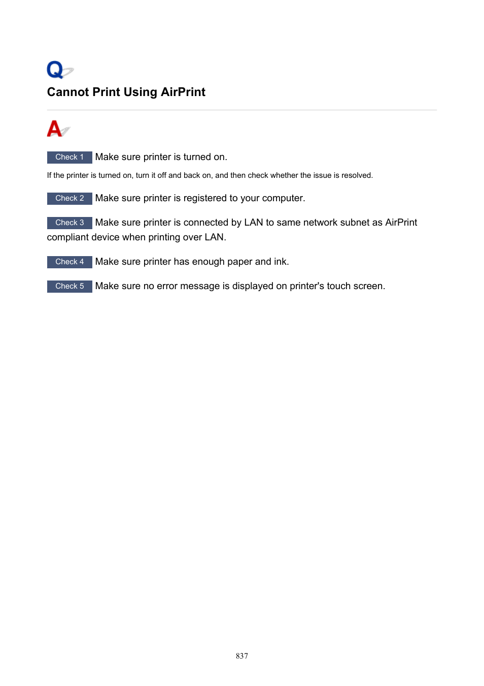 Cannot print using airprint | Canon imagePROGRAF TX-3100 36" Printer with Basket User Manual | Page 837 / 1073