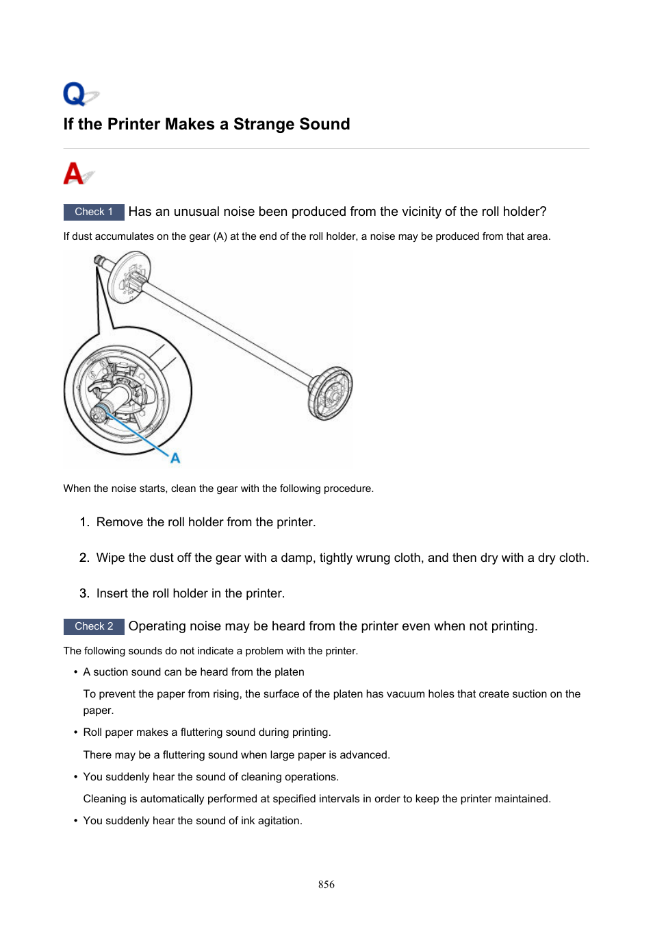 If the printer makes a strange sound | Canon imagePROGRAF TX-3100 36" Printer with Basket User Manual | Page 856 / 1073
