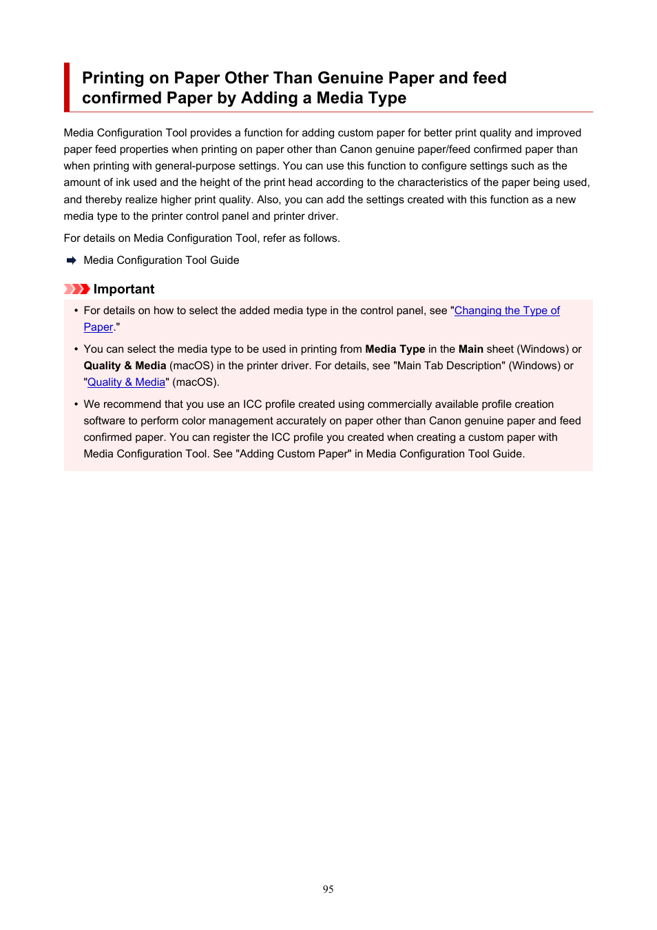 Confirmed paper by adding a media type, For details, see, Paper by adding a media type | Canon imagePROGRAF TX-3100 36" Printer with Basket User Manual | Page 95 / 1073