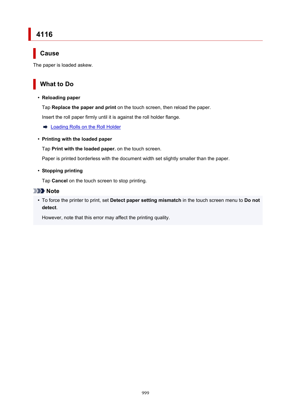 Cause, What to do | Canon imagePROGRAF TX-3100 36" Printer with Basket User Manual | Page 999 / 1073