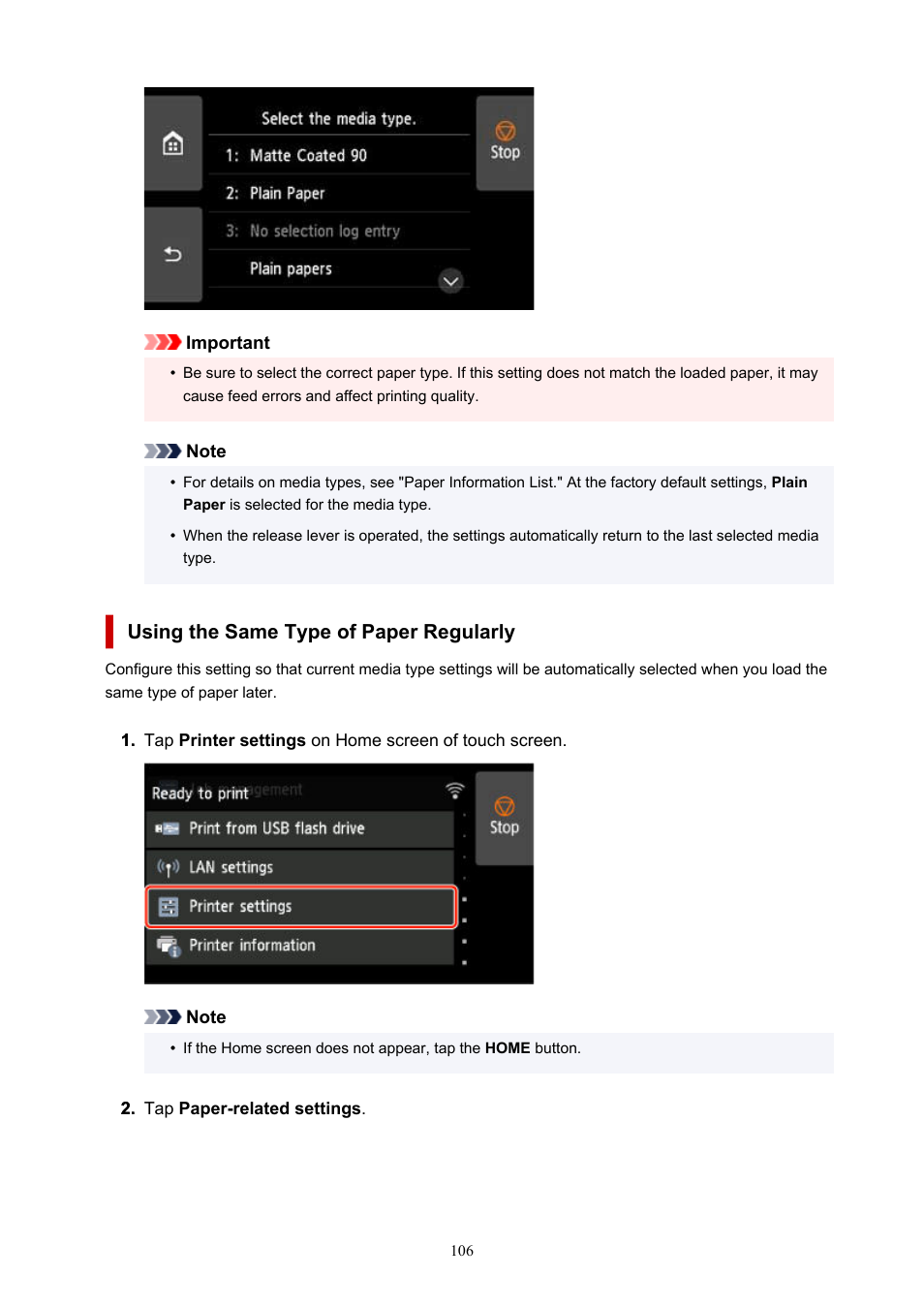 Using the same type of paper regularly | Canon imagePROGRAF GP-4000 User Manual | Page 106 / 1015