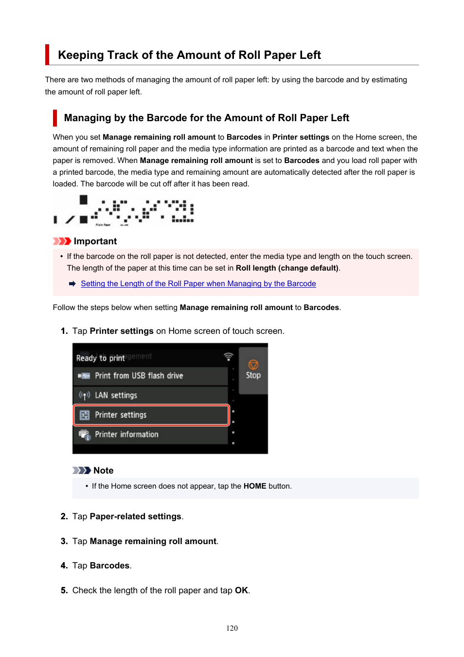 Keeping track of the amount of roll paper left | Canon imagePROGRAF GP-4000 User Manual | Page 120 / 1015