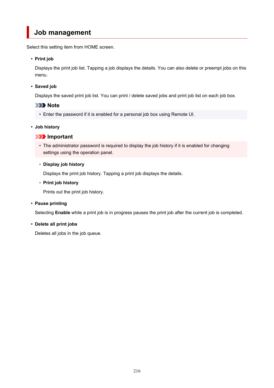 Job management | Canon imagePROGRAF GP-4000 User Manual | Page 216 / 1015