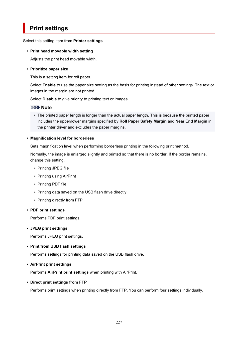 Print settings | Canon imagePROGRAF GP-4000 User Manual | Page 227 / 1015