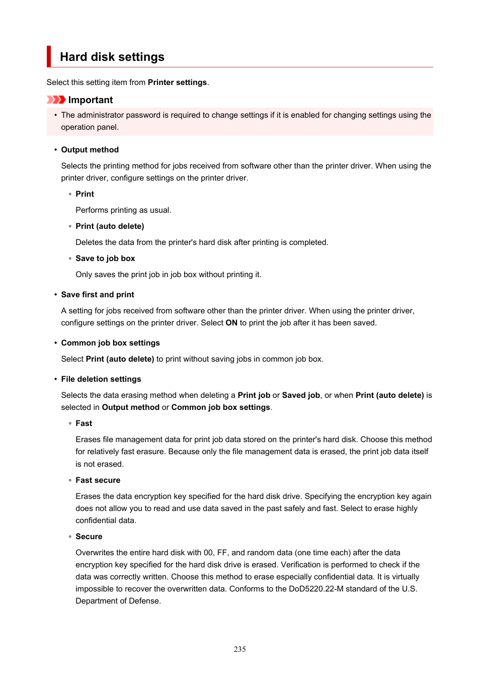 Hard disk settings | Canon imagePROGRAF GP-4000 User Manual | Page 235 / 1015