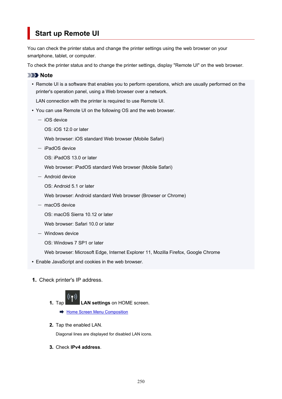 Start up remote ui | Canon imagePROGRAF GP-4000 User Manual | Page 250 / 1015