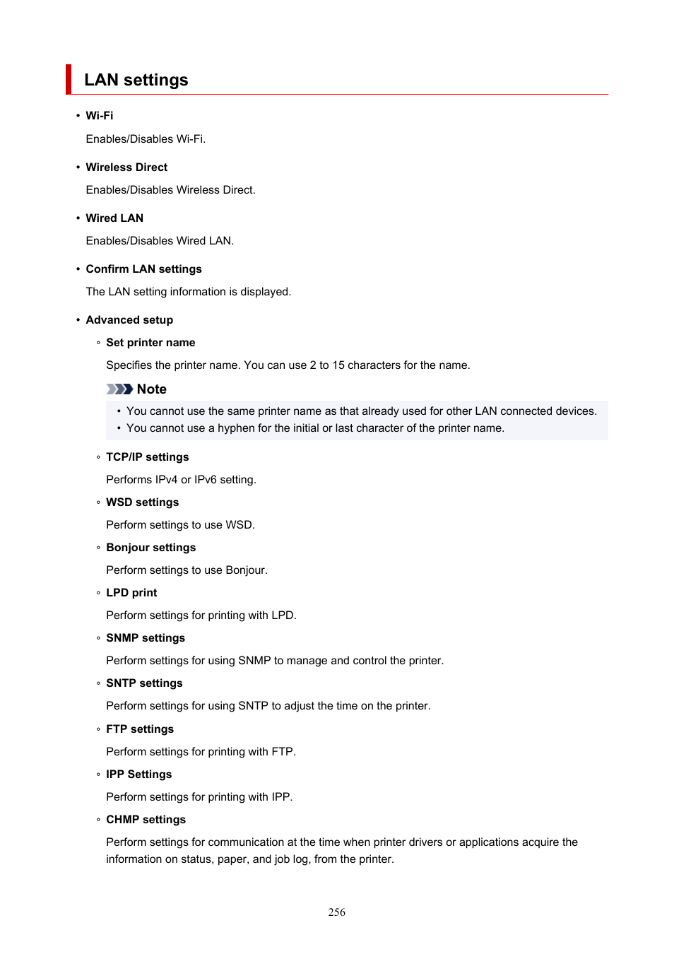 Lan settings | Canon imagePROGRAF GP-4000 User Manual | Page 256 / 1015