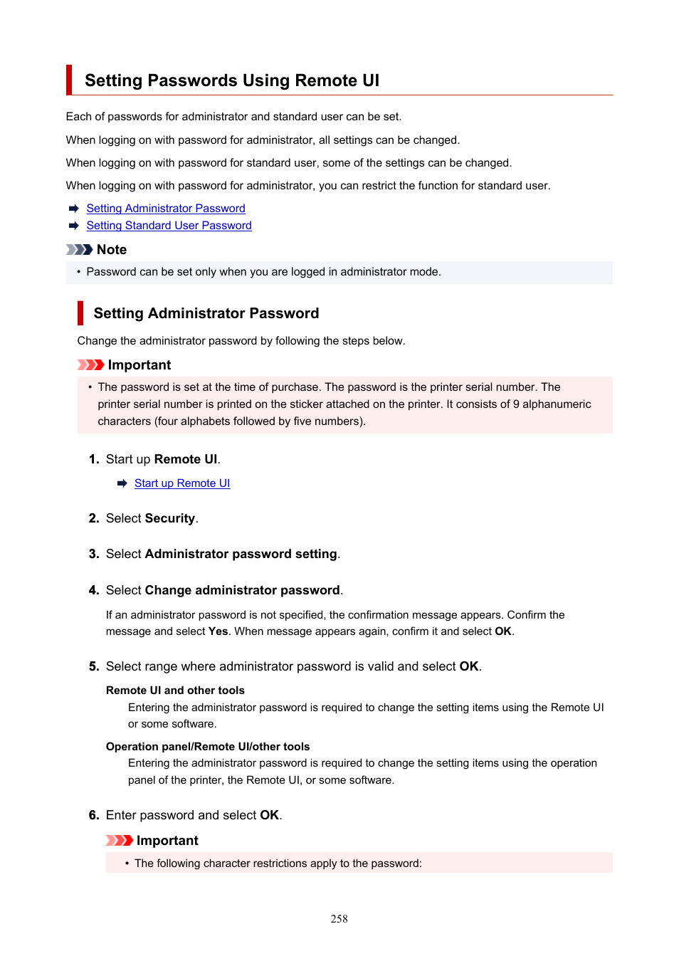 Setting passwords using remote ui | Canon imagePROGRAF GP-4000 User Manual | Page 258 / 1015