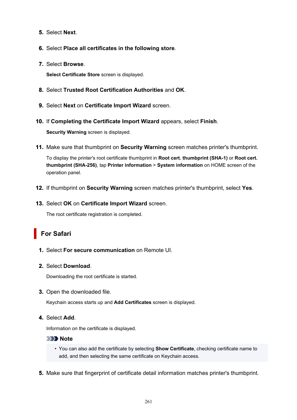 For safari | Canon imagePROGRAF GP-4000 User Manual | Page 261 / 1015