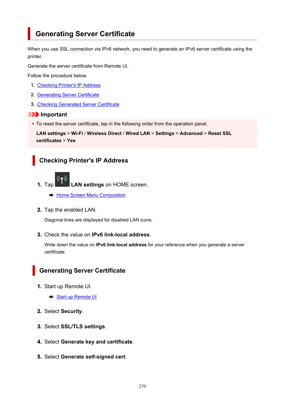 Generating server certificate | Canon imagePROGRAF GP-4000 User Manual | Page 270 / 1015