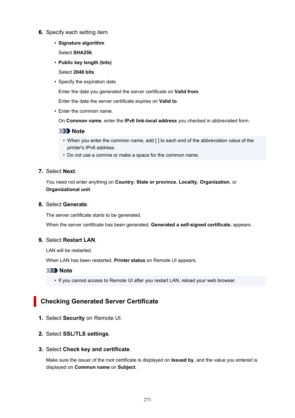 Checking generated server certificate | Canon imagePROGRAF GP-4000 User Manual | Page 271 / 1015