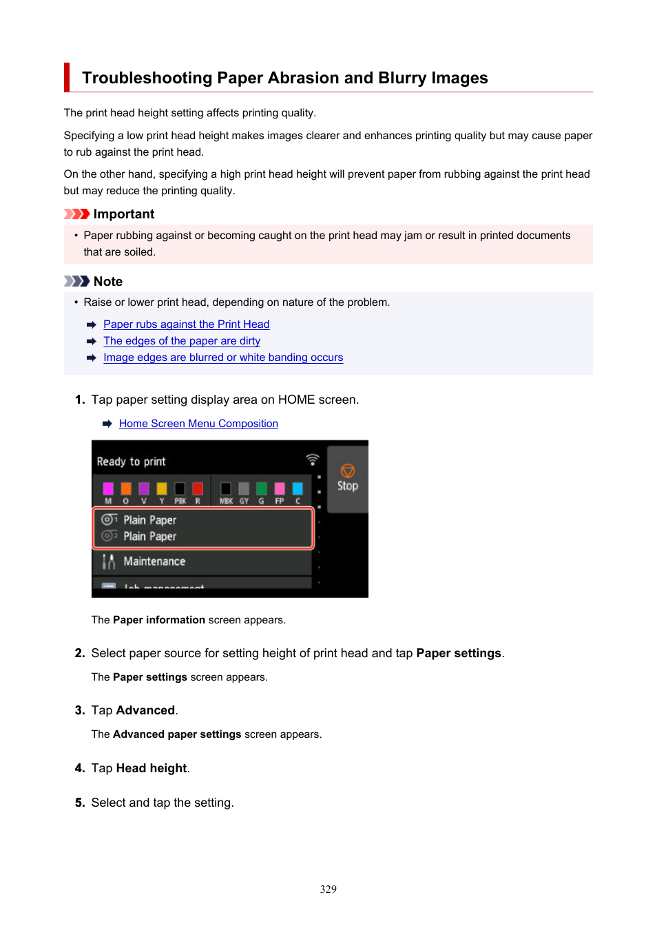 Troubleshooting paper abrasion and blurry images | Canon imagePROGRAF GP-4000 User Manual | Page 329 / 1015
