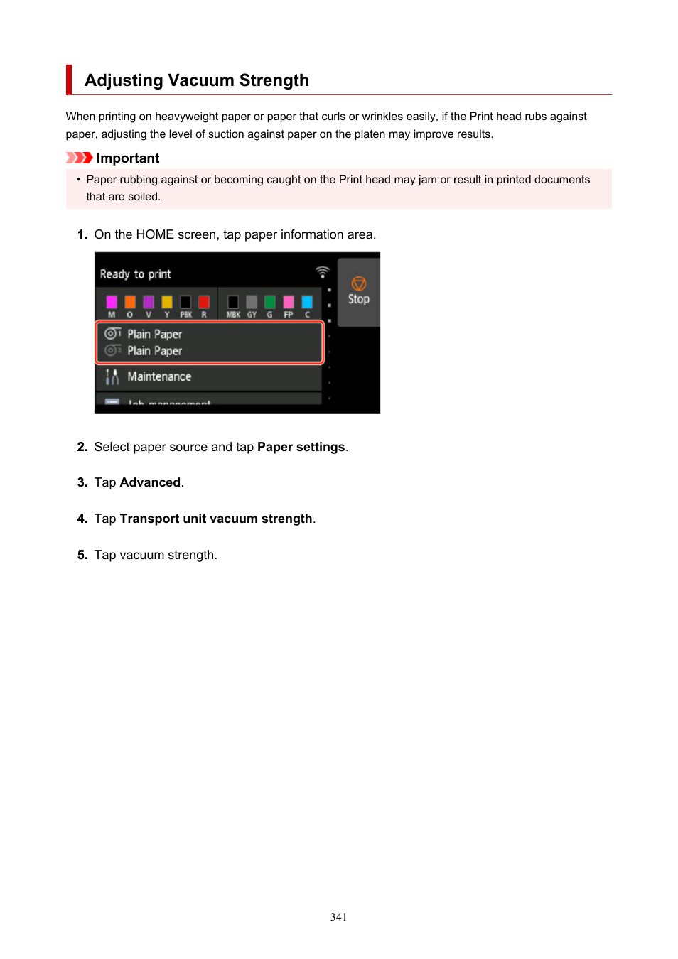 Adjusting vacuum strength | Canon imagePROGRAF GP-4000 User Manual | Page 341 / 1015