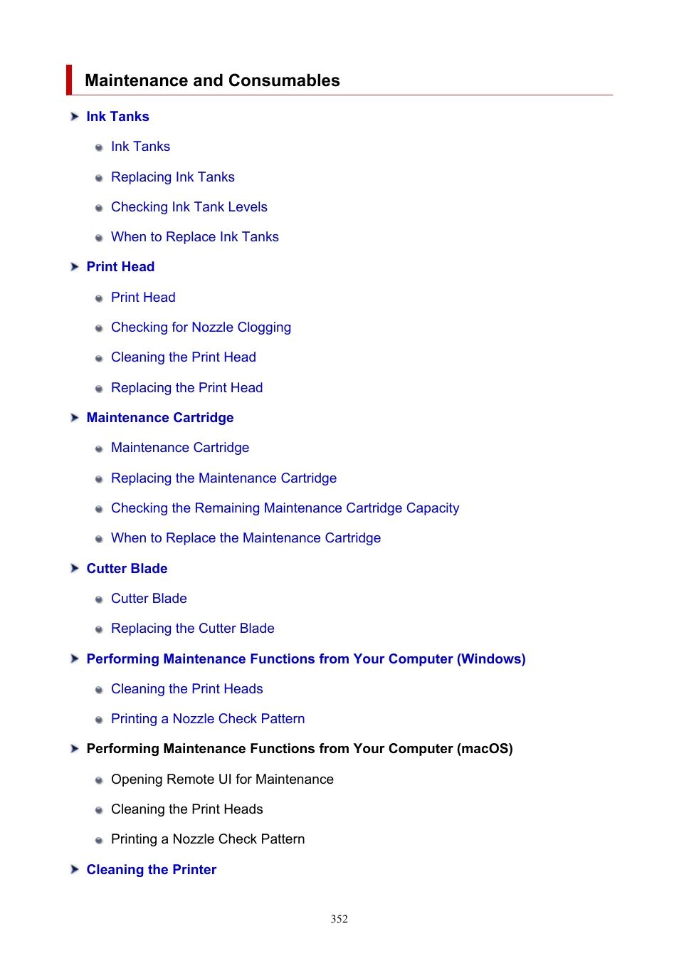 Maintenance and consumables | Canon imagePROGRAF GP-4000 User Manual | Page 352 / 1015