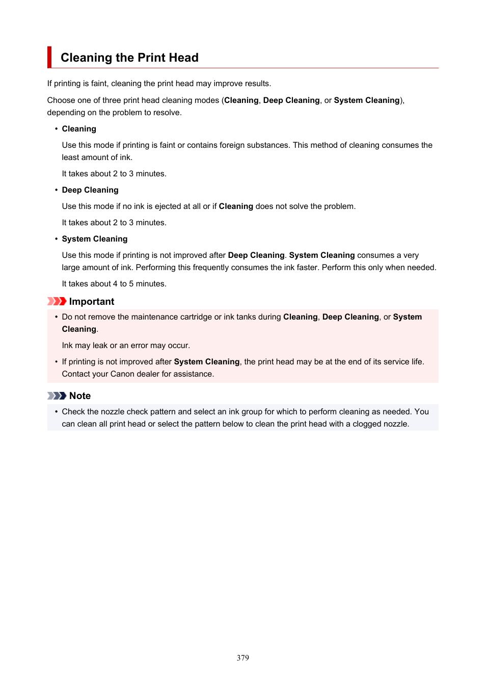 Cleaning the print head | Canon imagePROGRAF GP-4000 User Manual | Page 379 / 1015