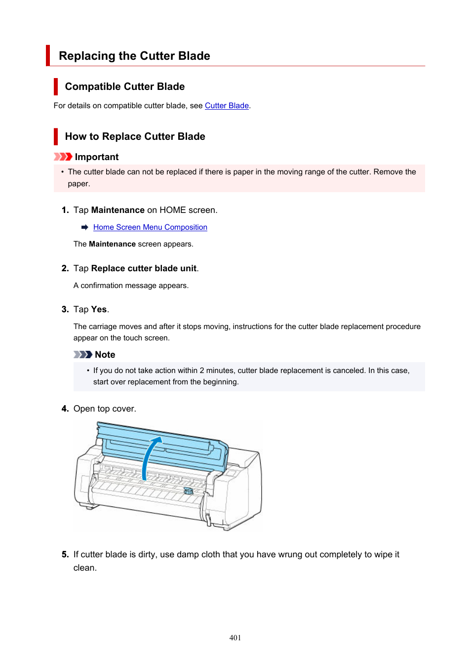 Replacing the cutter blade | Canon imagePROGRAF GP-4000 User Manual | Page 401 / 1015