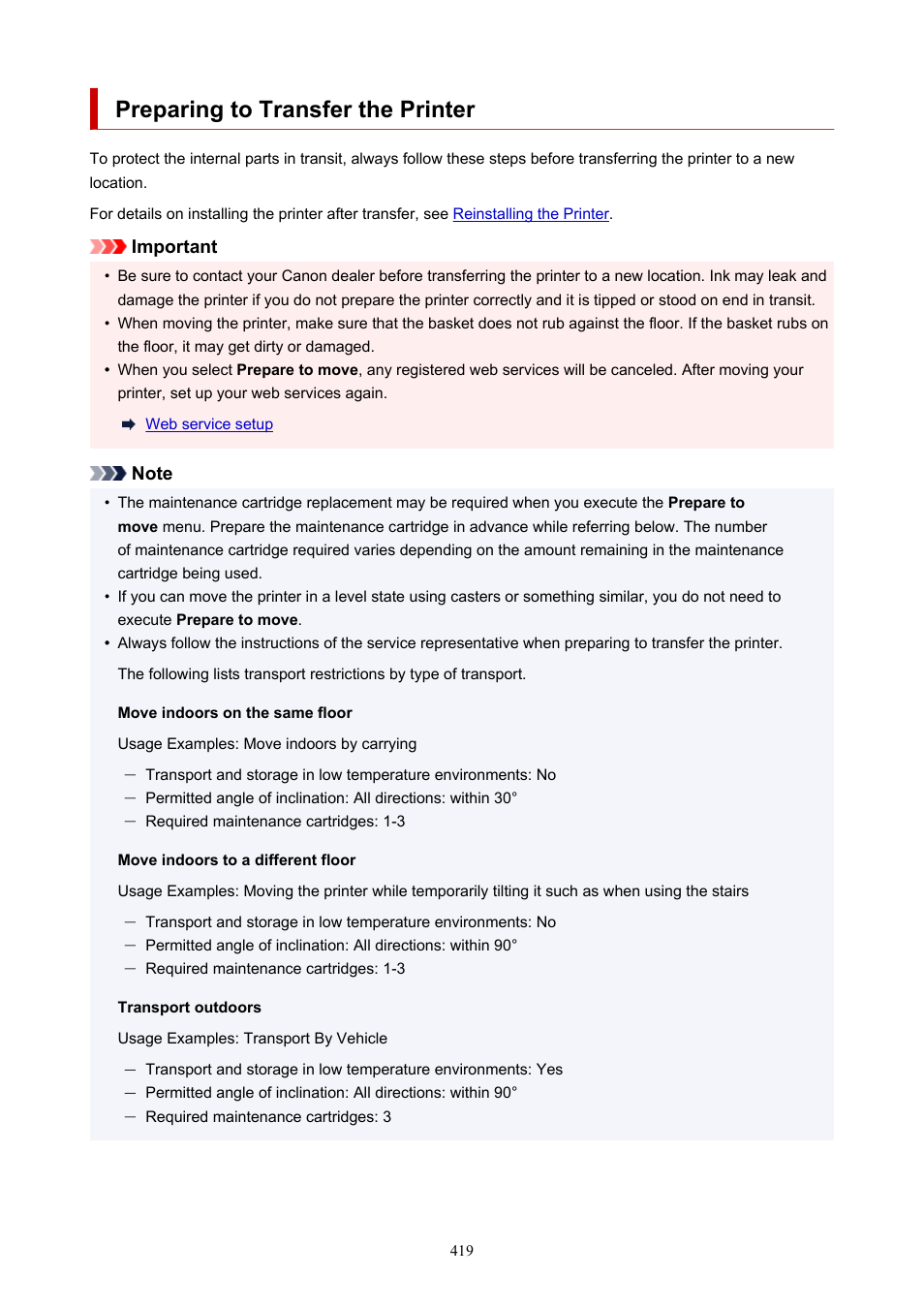 Preparing to transfer the printer | Canon imagePROGRAF GP-4000 User Manual | Page 419 / 1015