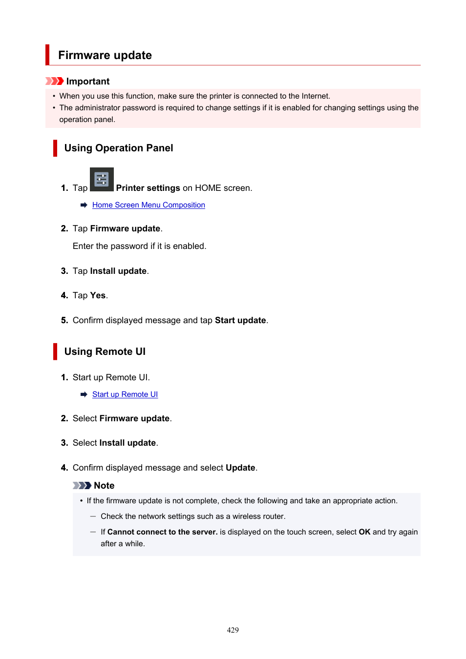 Firmware update | Canon imagePROGRAF GP-4000 User Manual | Page 429 / 1015