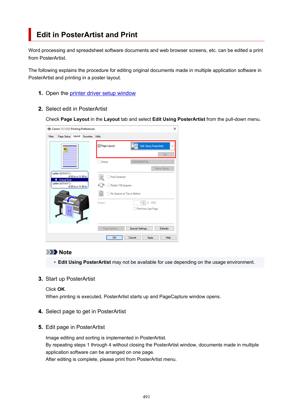 Edit in posterartist and print | Canon imagePROGRAF GP-4000 User Manual | Page 491 / 1015