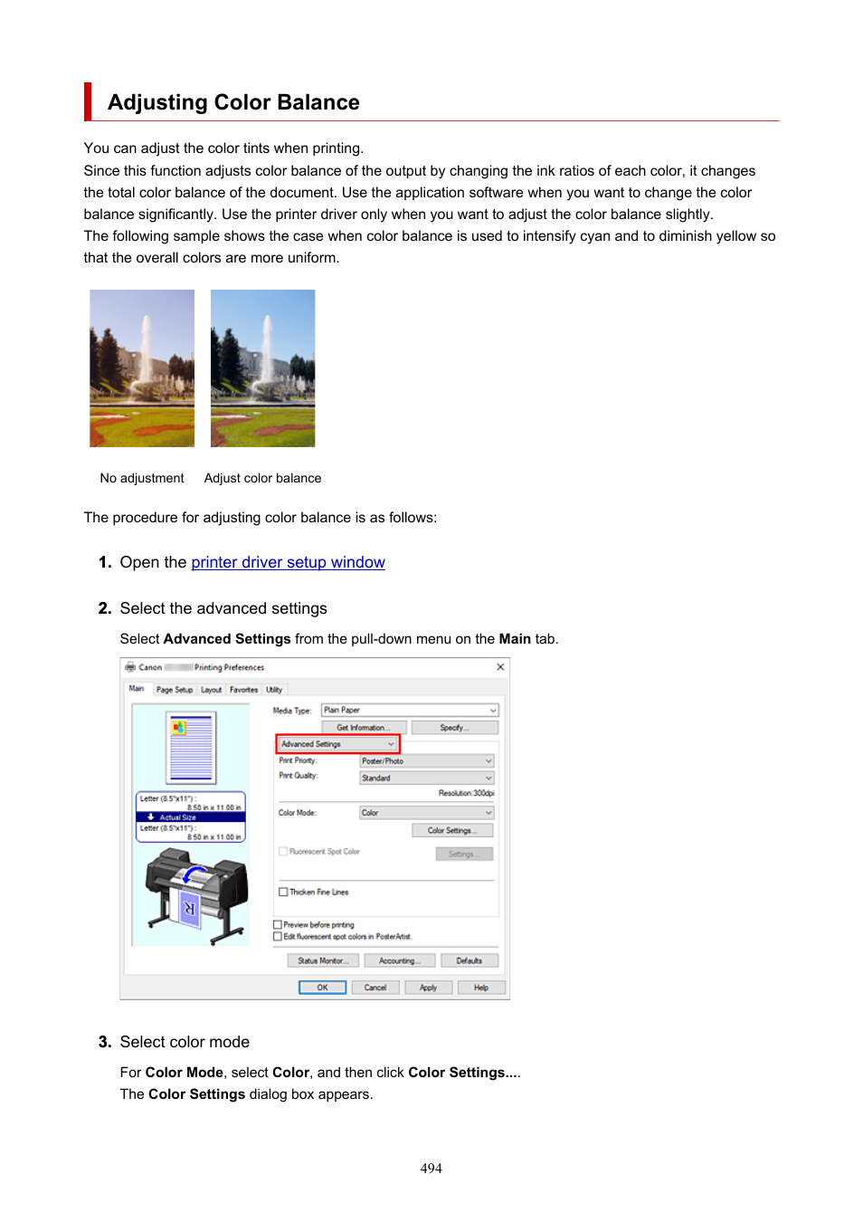 Adjusting color balance | Canon imagePROGRAF GP-4000 User Manual | Page 494 / 1015