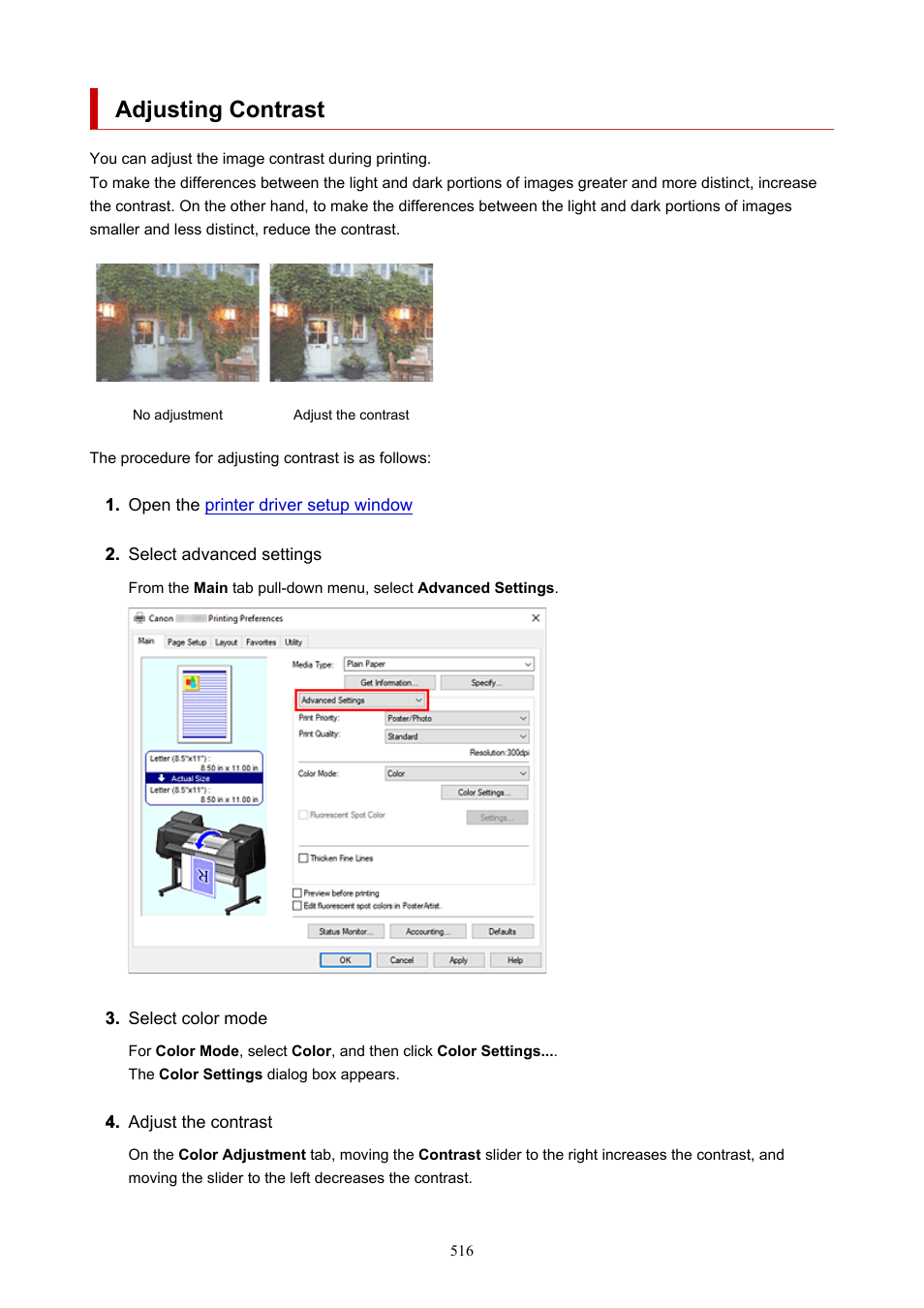 Adjusting contrast | Canon imagePROGRAF GP-4000 User Manual | Page 516 / 1015