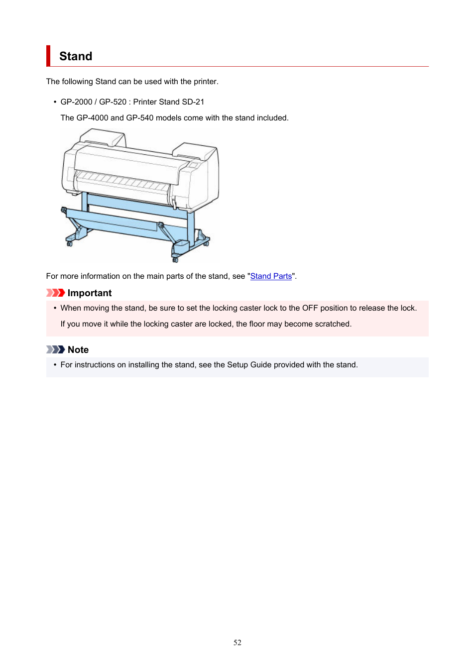 Stand | Canon imagePROGRAF GP-4000 User Manual | Page 52 / 1015