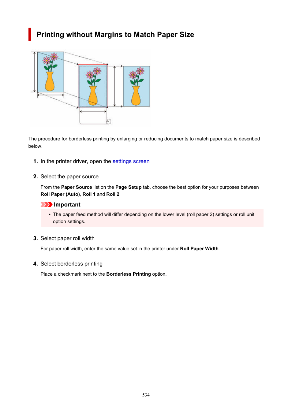 Printing without margins to match paper size | Canon imagePROGRAF GP-4000 User Manual | Page 534 / 1015