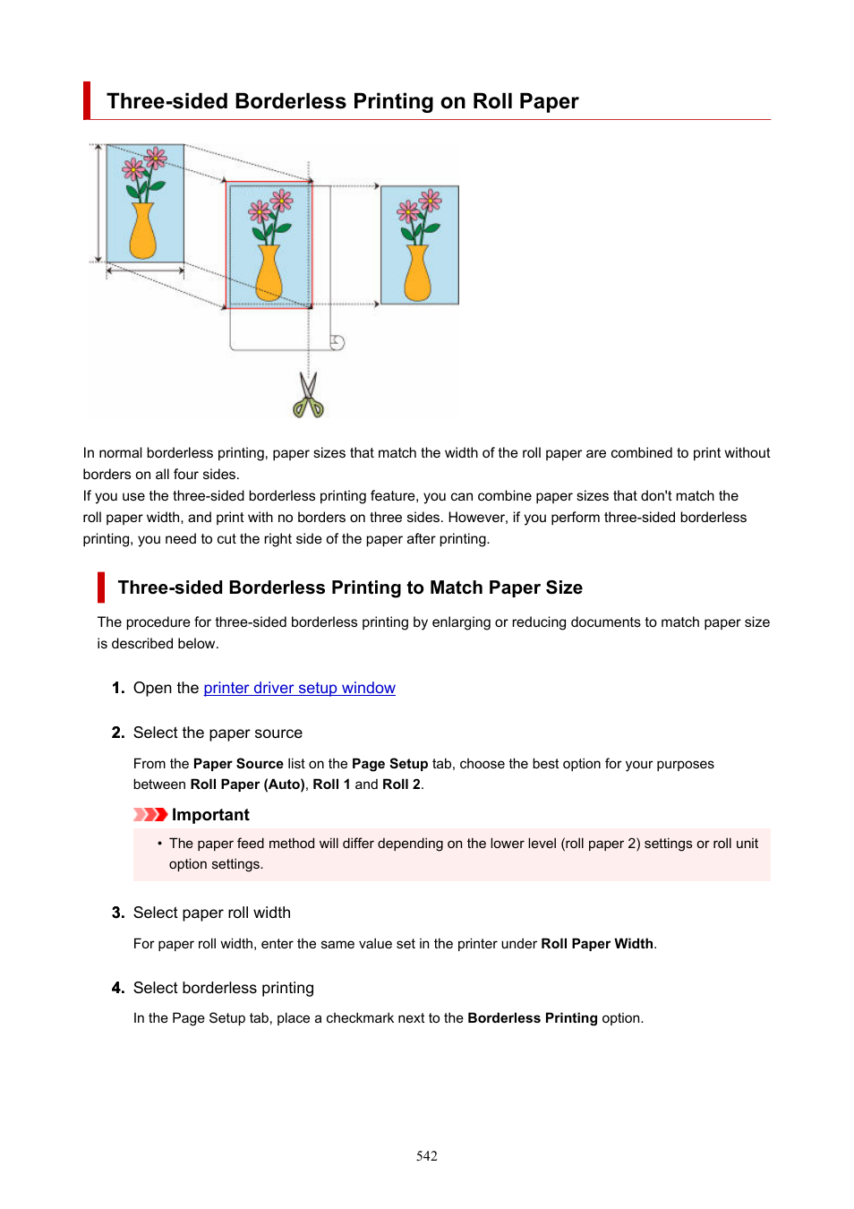 Three-sided borderless printing on roll paper | Canon imagePROGRAF GP-4000 User Manual | Page 542 / 1015