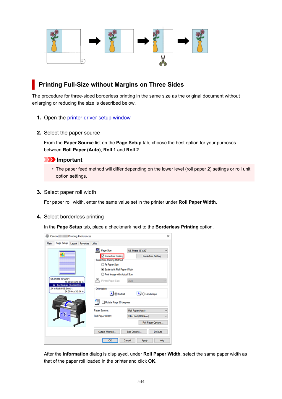 Printing full-size without margins on three sides | Canon imagePROGRAF GP-4000 User Manual | Page 544 / 1015