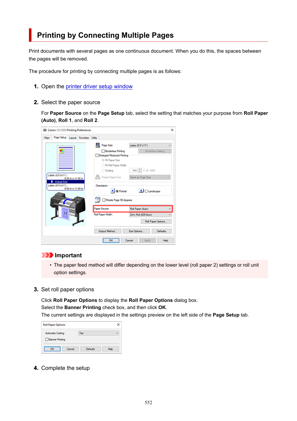 Printing by connecting multiple pages | Canon imagePROGRAF GP-4000 User Manual | Page 552 / 1015