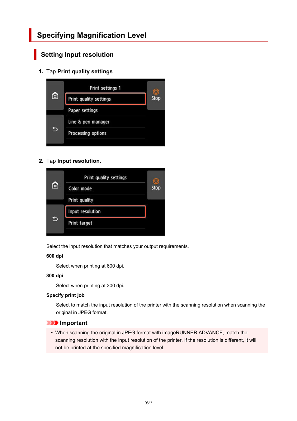 Specifying magnification level | Canon imagePROGRAF GP-4000 User Manual | Page 597 / 1015