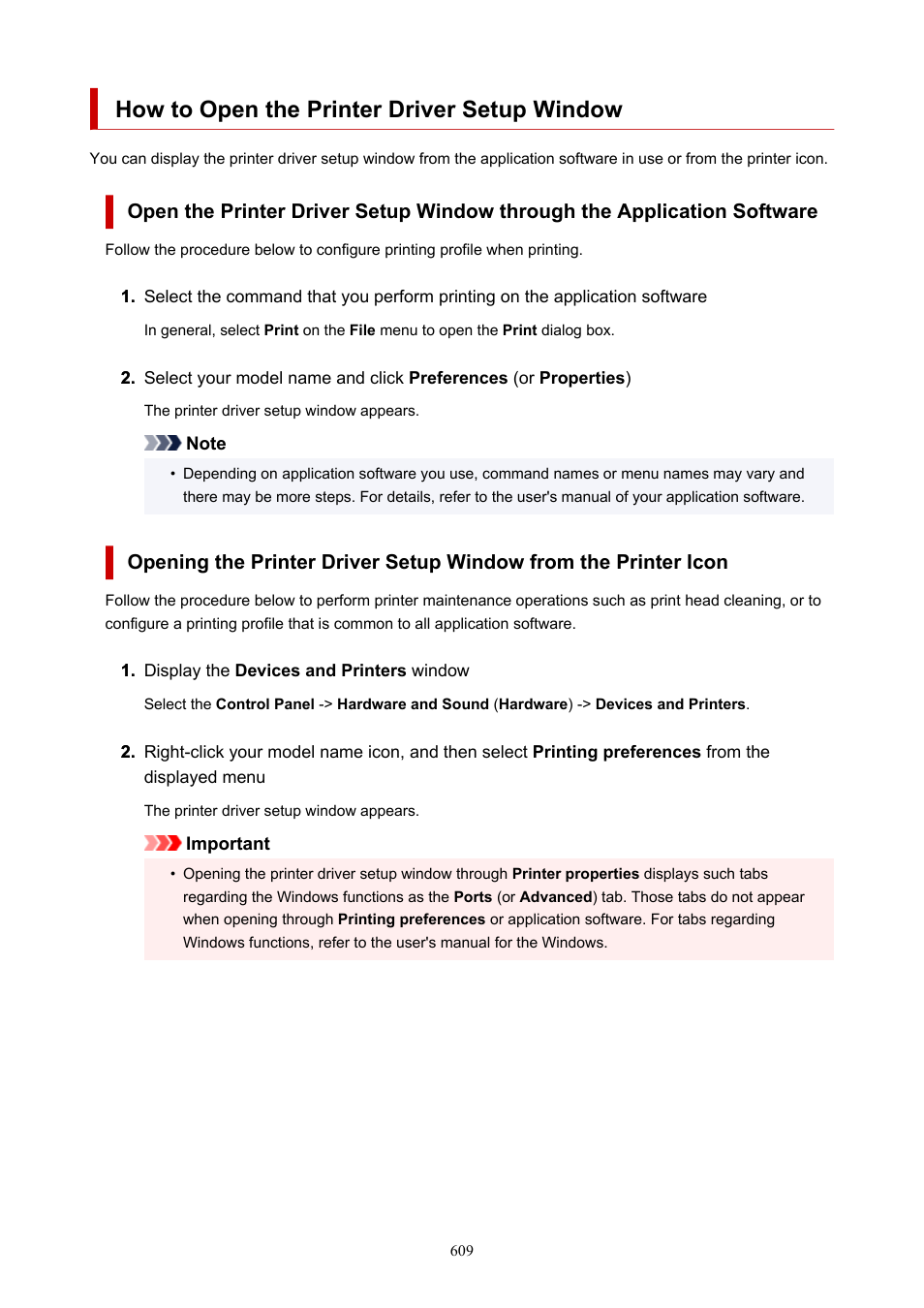 How to open the printer driver setup window, How to open the printer driver, Setup window | Printer driver setup window | Canon imagePROGRAF GP-4000 User Manual | Page 609 / 1015