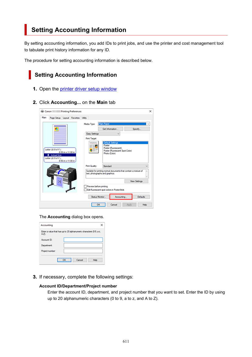 Setting accounting information | Canon imagePROGRAF GP-4000 User Manual | Page 611 / 1015