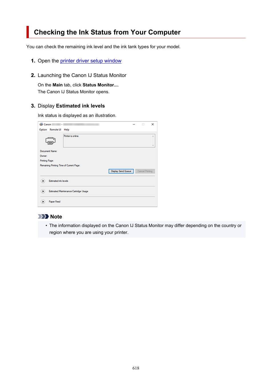 Checking the ink status from your computer | Canon imagePROGRAF GP-4000 User Manual | Page 618 / 1015