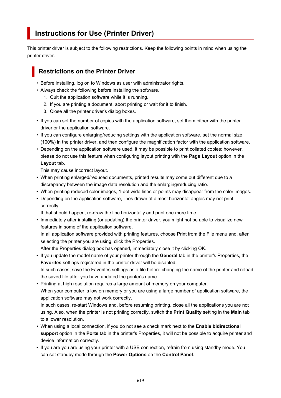 Instructions for use (printer driver), Restrictions on the printer driver | Canon imagePROGRAF GP-4000 User Manual | Page 619 / 1015