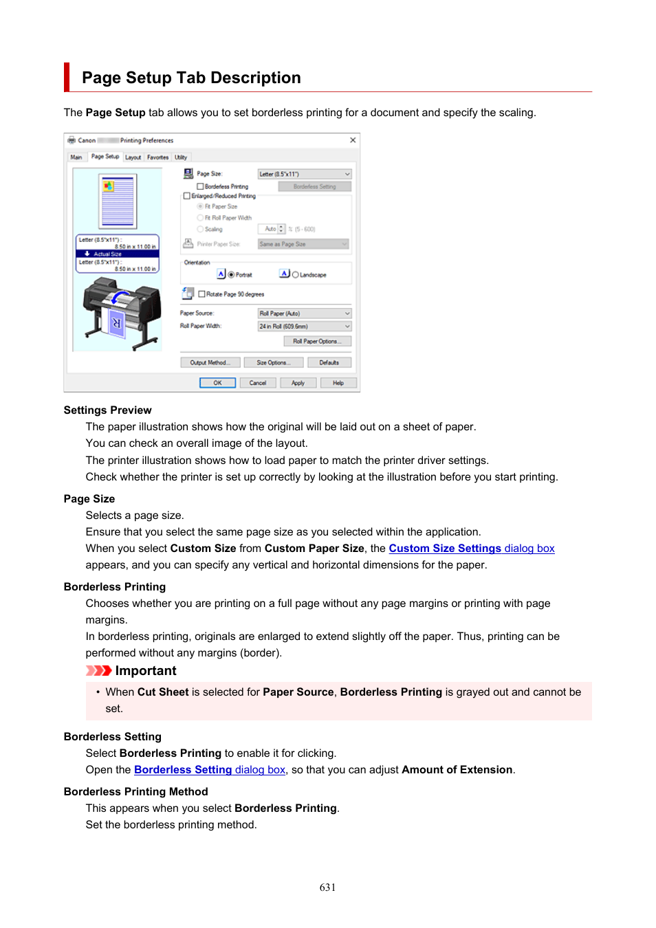 Page setup tab description | Canon imagePROGRAF GP-4000 User Manual | Page 631 / 1015