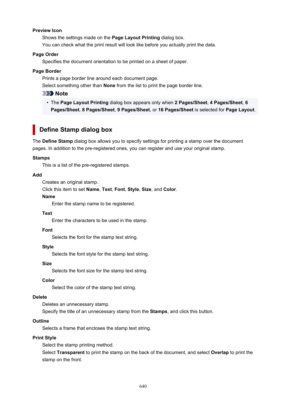 Opens the, Define stamp, Dialog box | Define stamp dialog box | Canon imagePROGRAF GP-4000 User Manual | Page 640 / 1015