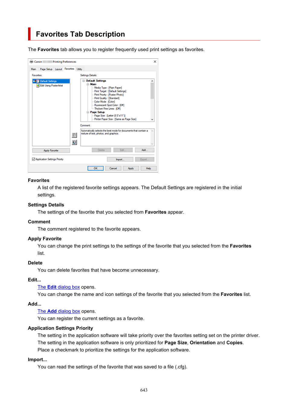 Favorites tab description | Canon imagePROGRAF GP-4000 User Manual | Page 643 / 1015