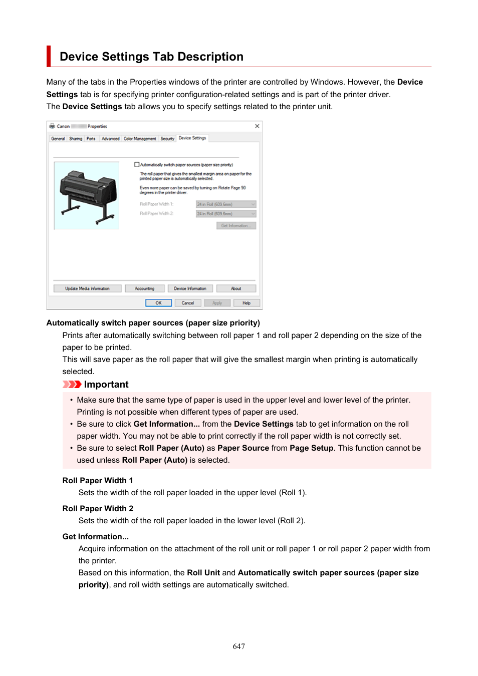 Device settings tab description | Canon imagePROGRAF GP-4000 User Manual | Page 647 / 1015