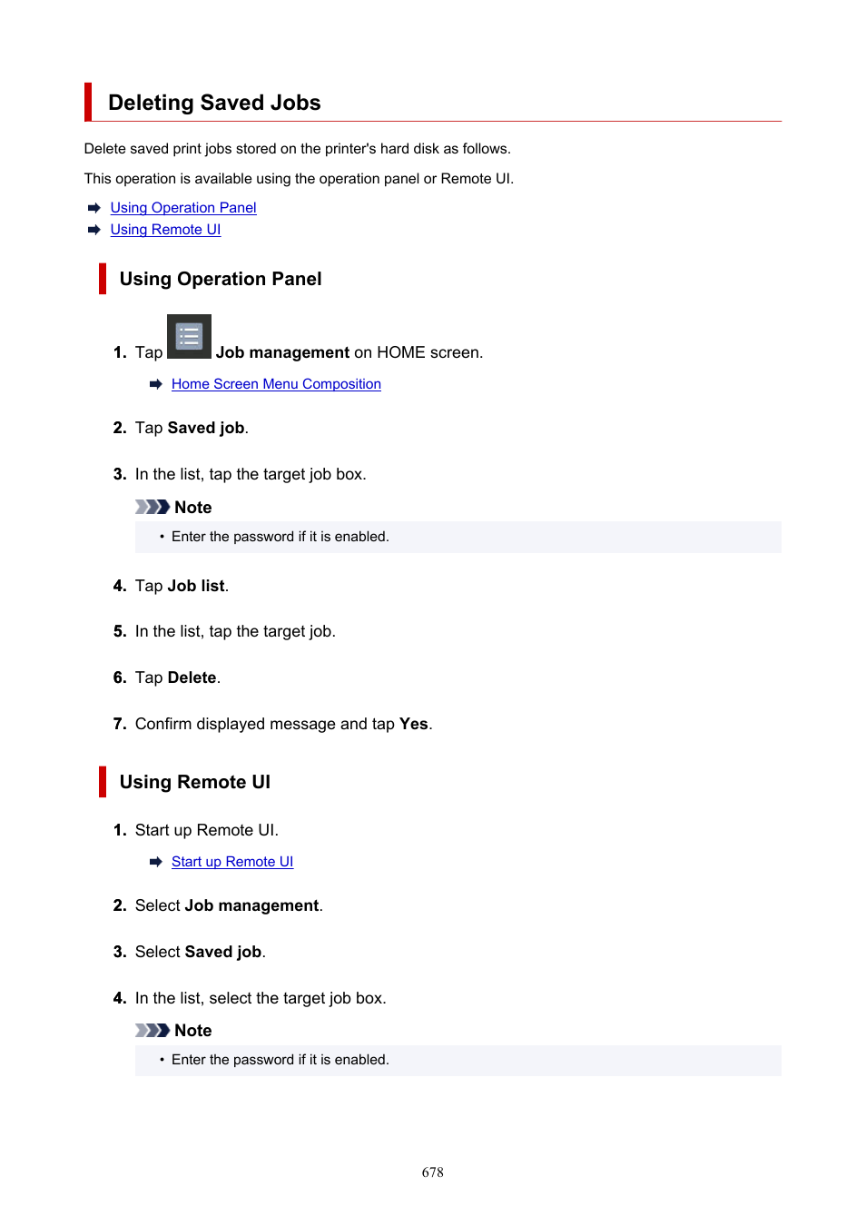 Deleting saved jobs | Canon imagePROGRAF GP-4000 User Manual | Page 678 / 1015
