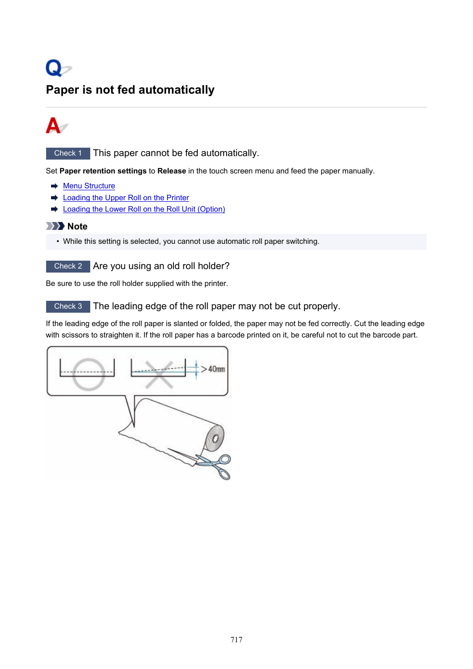 Paper is not fed automatically | Canon imagePROGRAF GP-4000 User Manual | Page 717 / 1015