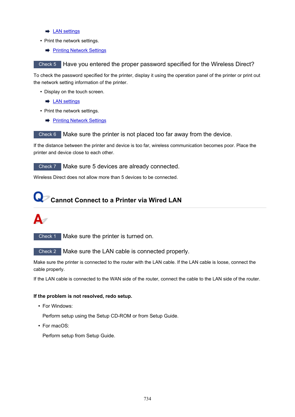 Cannot connect to a printer via wired lan | Canon imagePROGRAF GP-4000 User Manual | Page 734 / 1015