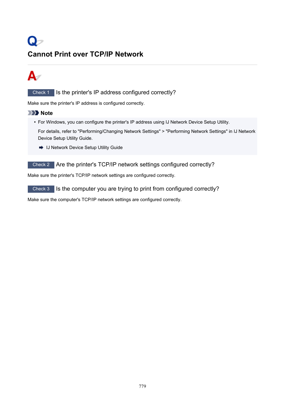 Cannot print over tcp/ip network | Canon imagePROGRAF GP-4000 User Manual | Page 779 / 1015