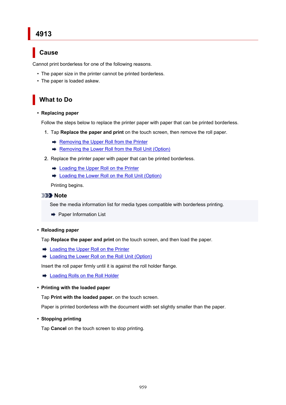 Cause, What to do | Canon imagePROGRAF GP-4000 User Manual | Page 959 / 1015