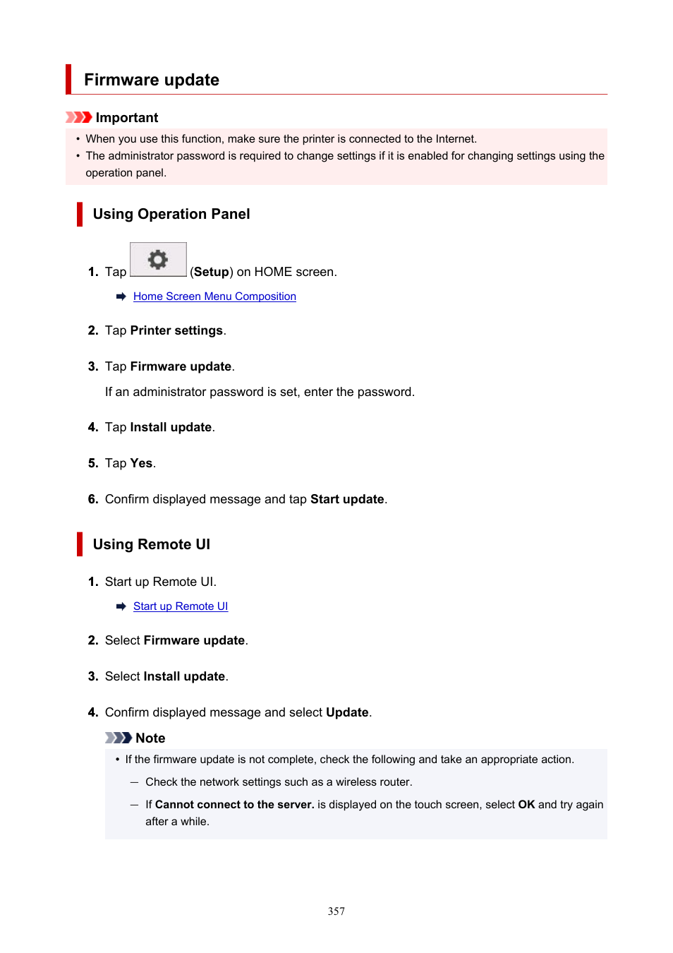 Firmware update | Canon imagePROGRAF GP-300 User Manual | Page 357 / 841