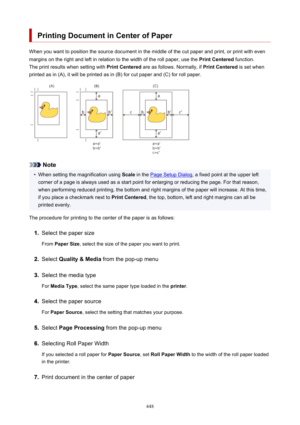 Printing document in center of paper | Canon imagePROGRAF GP-300 User Manual | Page 448 / 841