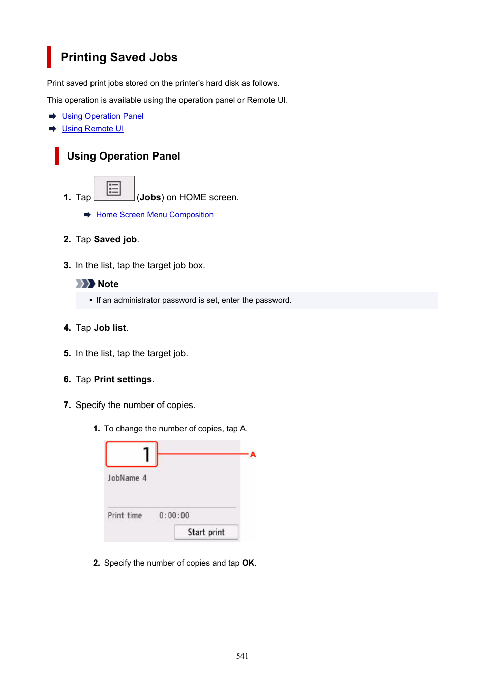 Printing saved jobs | Canon imagePROGRAF GP-300 User Manual | Page 541 / 841