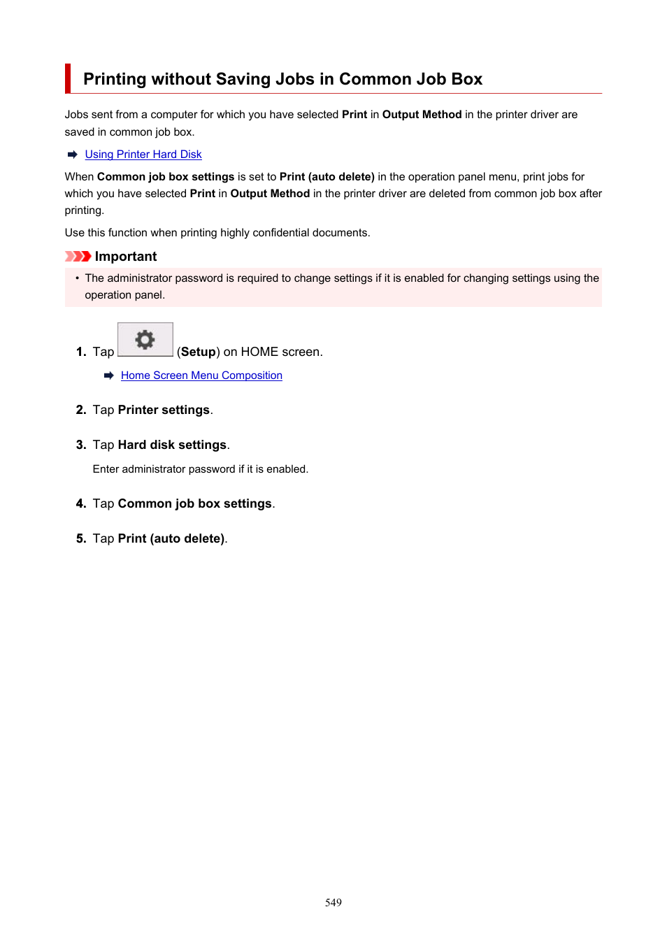 Printing without saving jobs in common job box | Canon imagePROGRAF GP-300 User Manual | Page 549 / 841